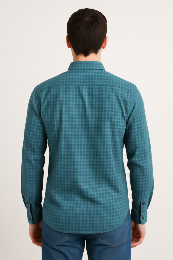 Teal Green Checked Shirt - Image 4