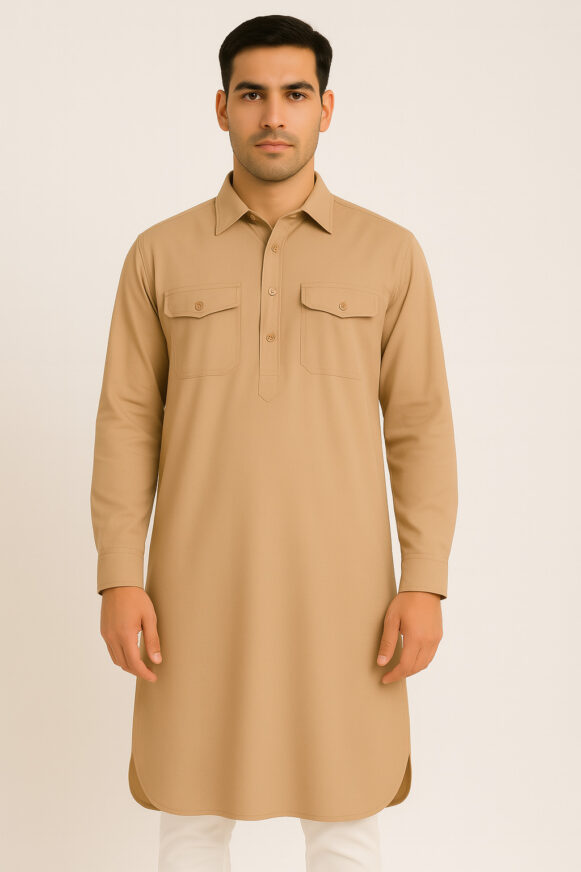 Mocha Flap Pocket Kurta