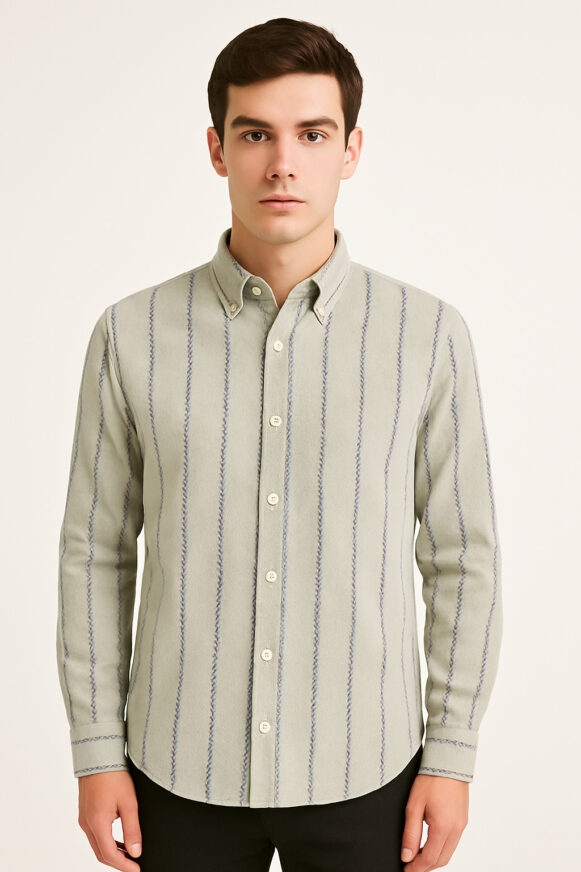 Men’s Light Grey Cotton Blend Shirt