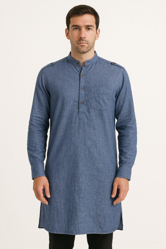 Men’s Blue Pathani Kurta Shirt