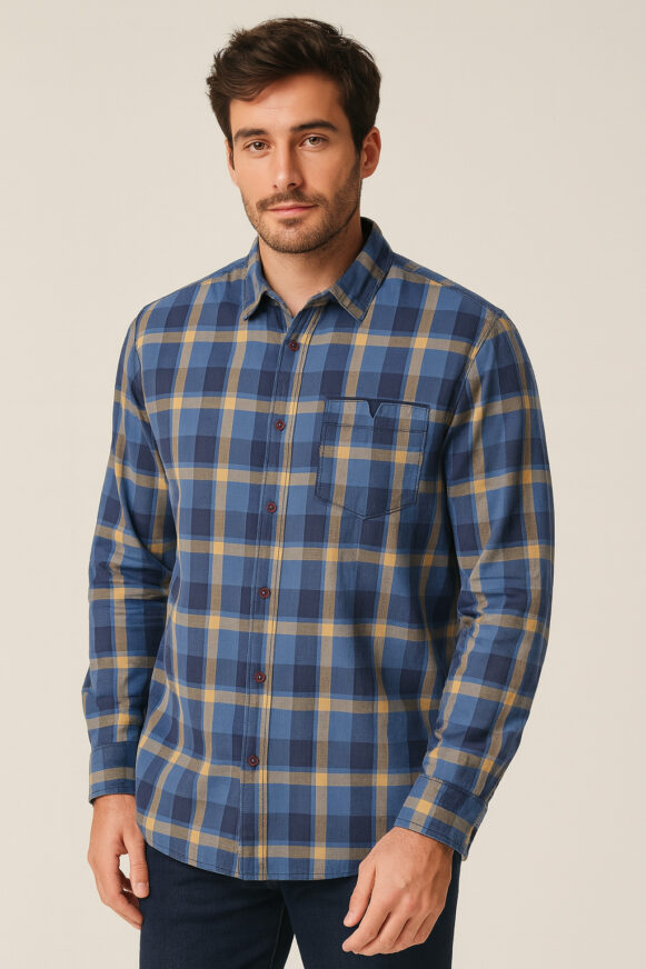 Blue Mustard Check Shirt