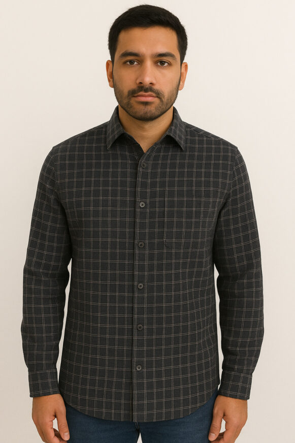 Men’s Black Checked Casual Shirt