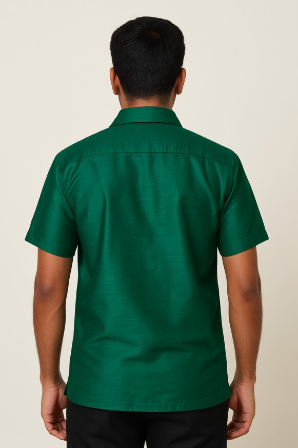 Green glossy formal short-sleeve shirt - Image 4