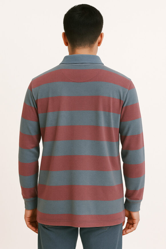 Striped Maroon-Blue Long Sleeve T- shirt