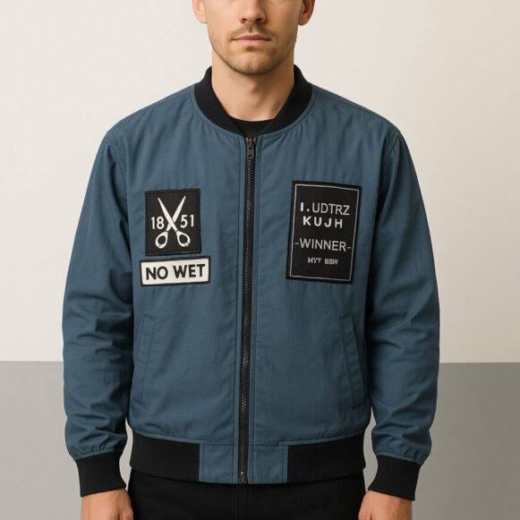 Teal Blue Patch Bomber