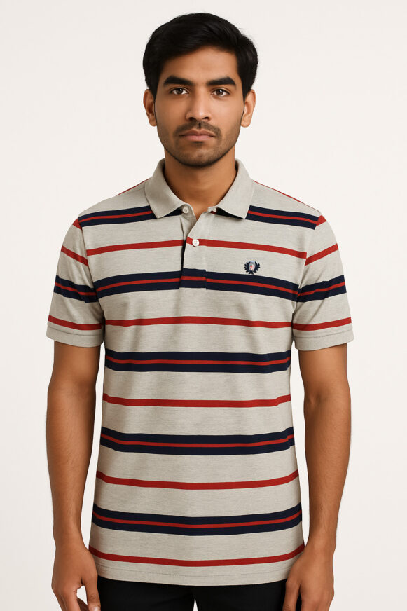 Striped Grey Polo T-Shirt