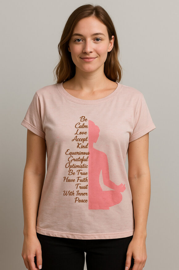 Women’s Pink Printed Round Neck T-Shirt