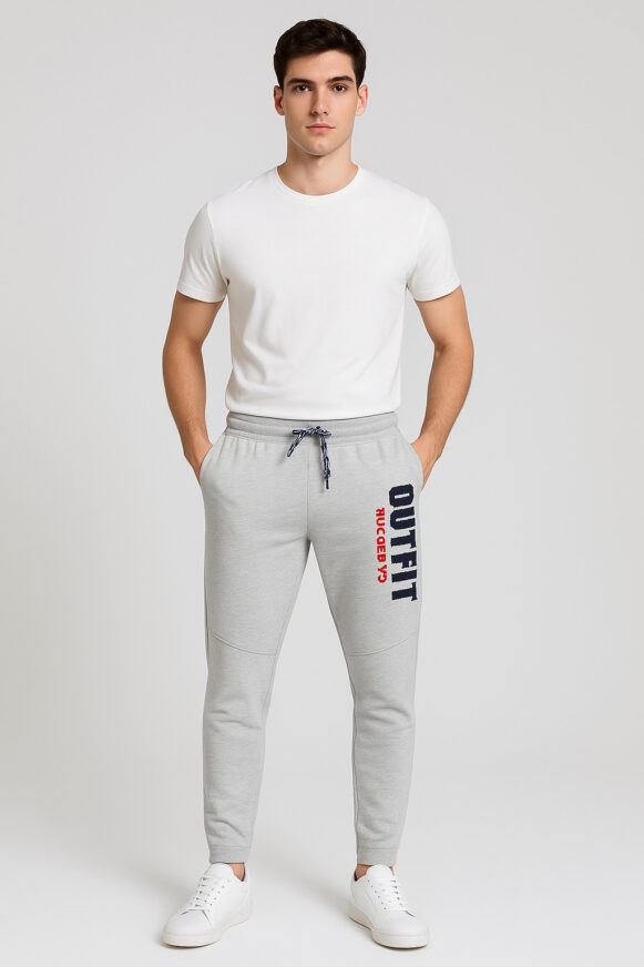 Light Grey Printed Joggers for Men