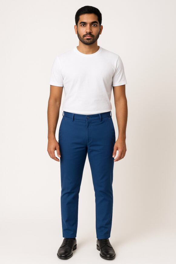 Royal Blue Slim Cotton Trousers