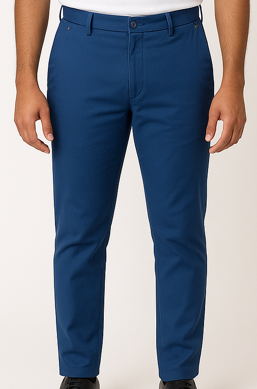 Royal Blue Slim Cotton Trousers - Image 3