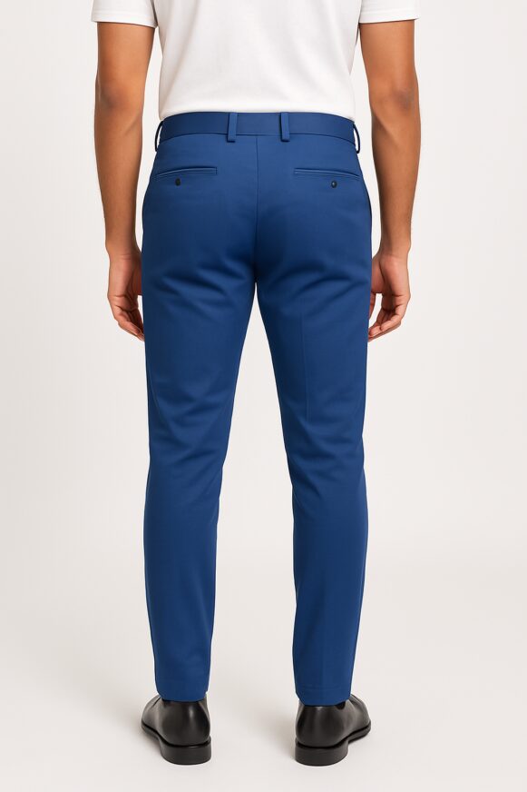Royal Blue Slim Cotton Trousers - Image 4