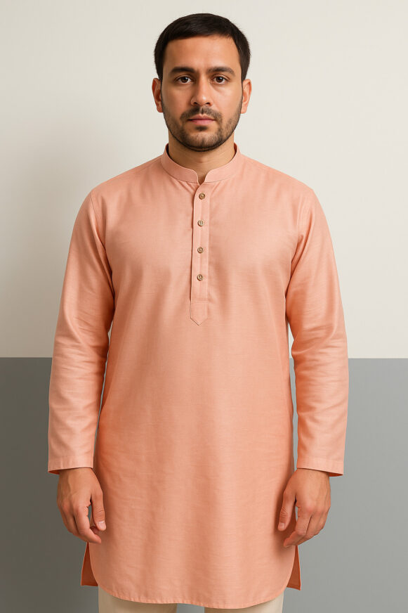 Peach Cotton Kurta