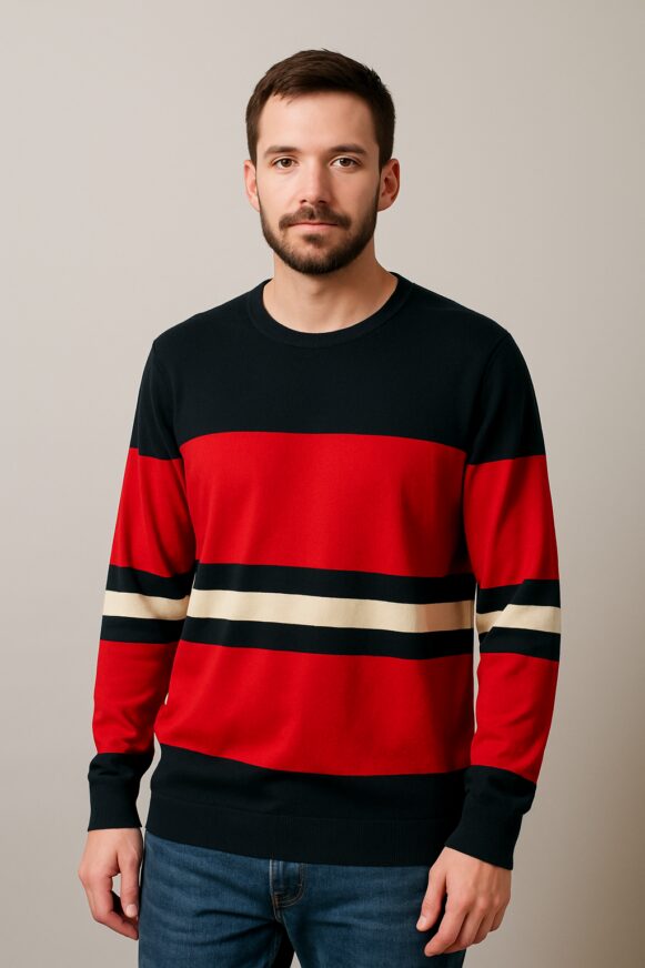 Red Black Stripe Sweatshirt