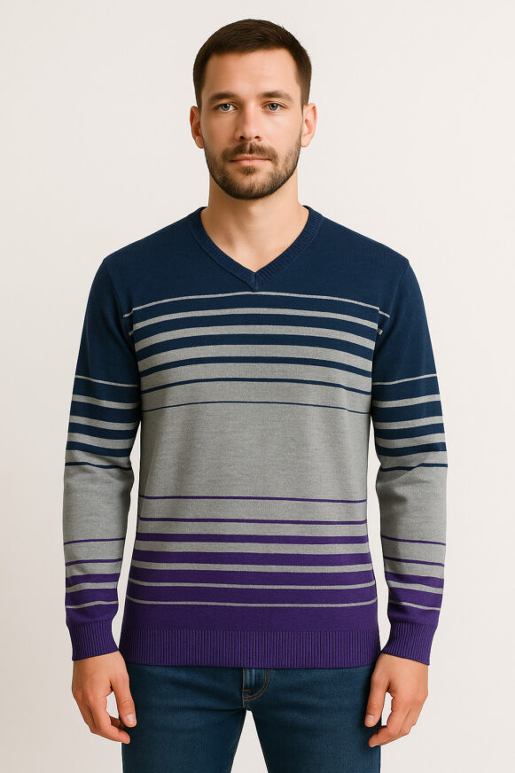 Gradient Striped Knit Sweater