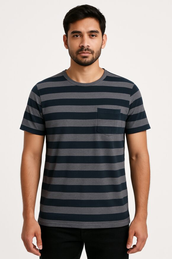 Navy-Grey Stripe T-Shirt