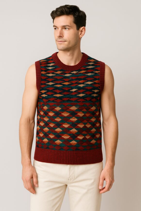 Geometric Knit Sleeveless Sweater Vest