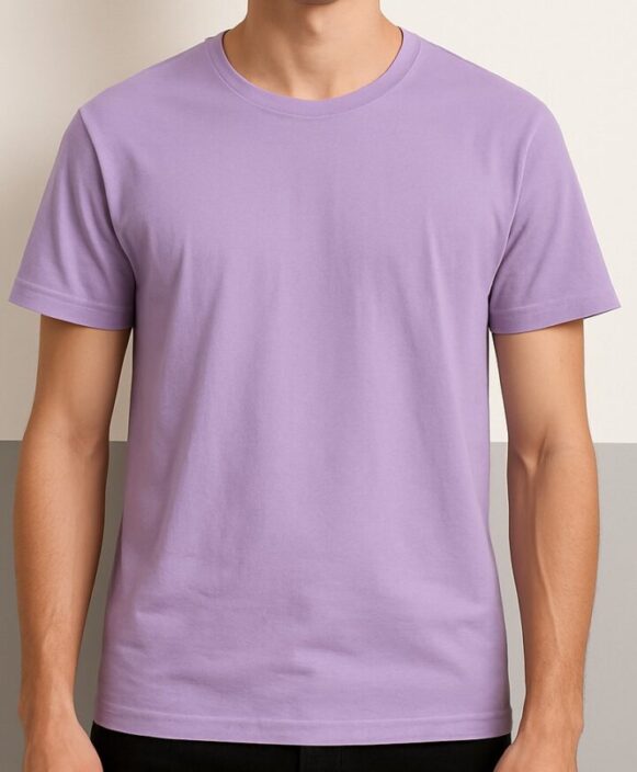 Lilac Cotton Crew-Neck T-Shirt
