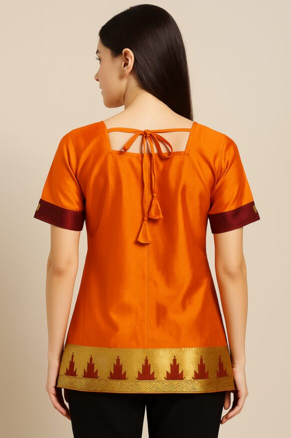 Orange Embroidered Silk Choli - Image 4