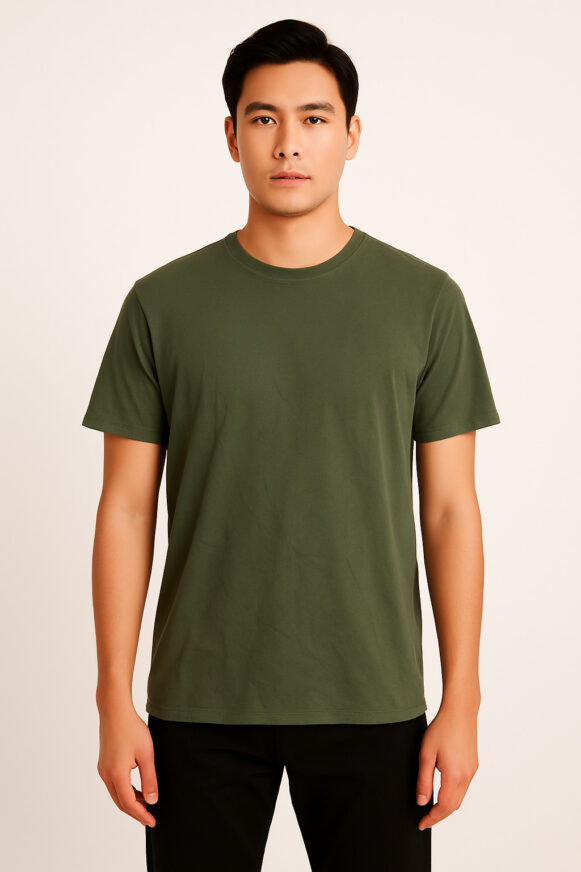 Men’s Solid Olive Green Cotton T-Shirt