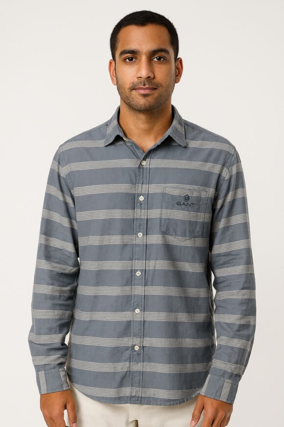 Grey Stripe Cotton Shirt