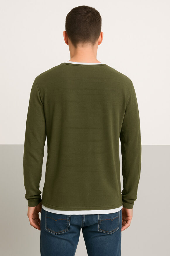 Olive Full Sleeve Men’s T-shirt - Image 4