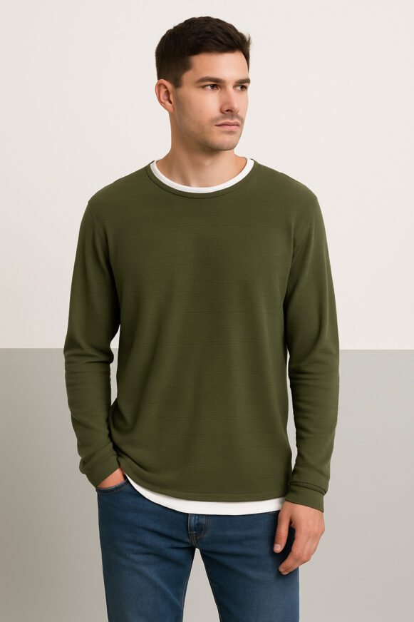 Olive Full Sleeve Men’s T-shirt