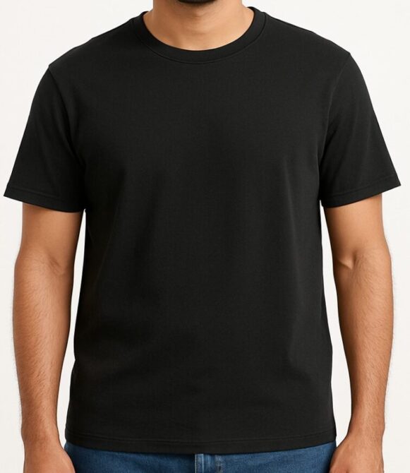 Black Cotton Crew Neck T-Shirt