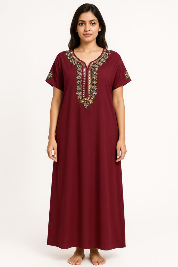 Maroon Embroidered Kaftan