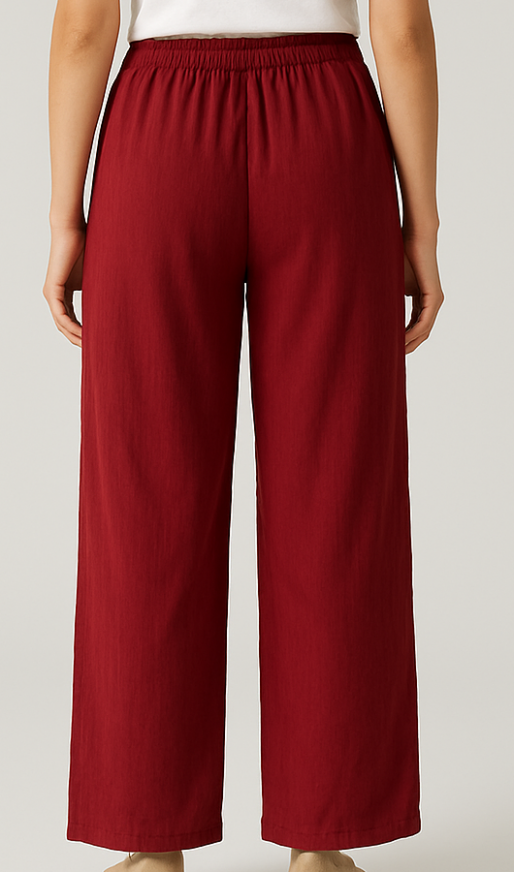 Maroon Wide-Leg Palazzos - Image 3