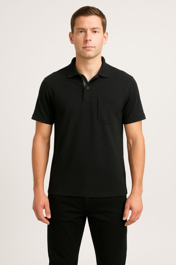 Black Polo T-Shirt with Pocket