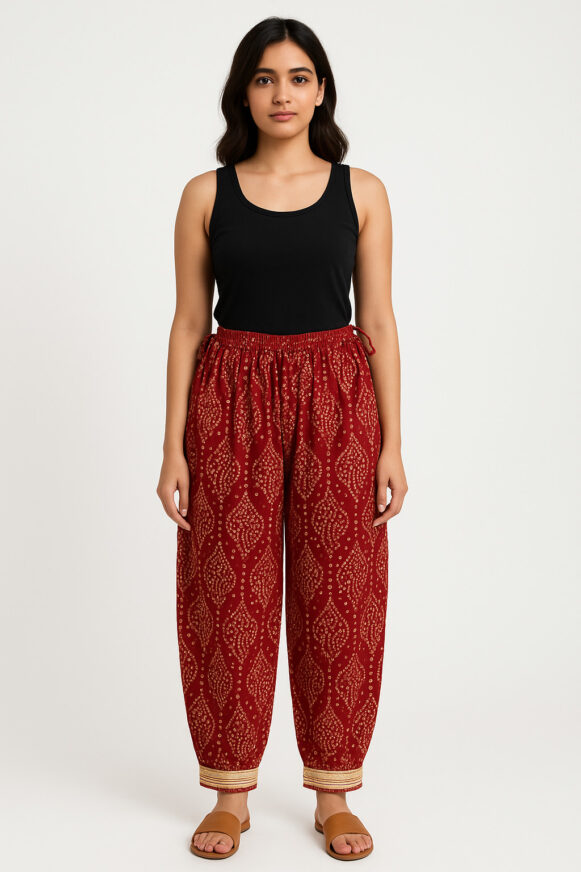 Maroon Ethnic Printed Pants