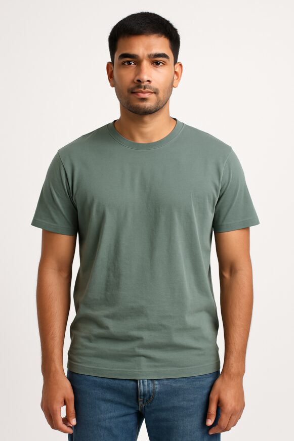Dusty Olive Green Crew Neck T-Shirt
