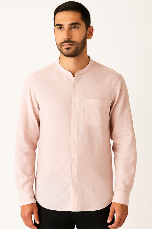 Men’S Blush Pink Mandarin Shirt