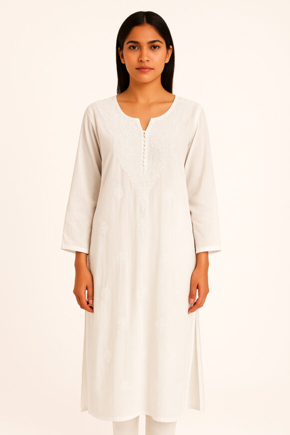 Women’S White Straight Kurta