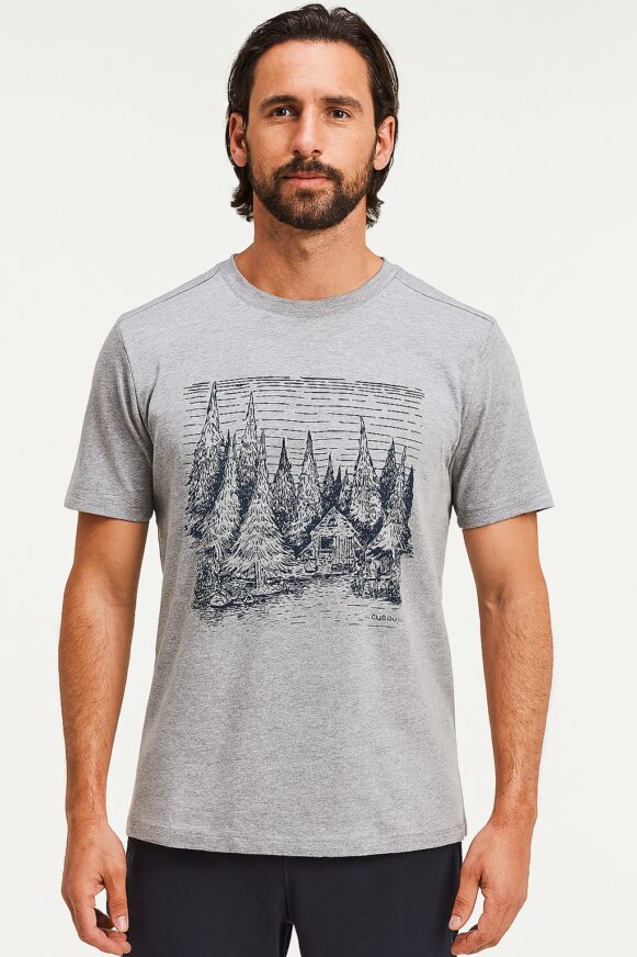 Men’s Grey Graphic Printed Crew Neck T-Shirt