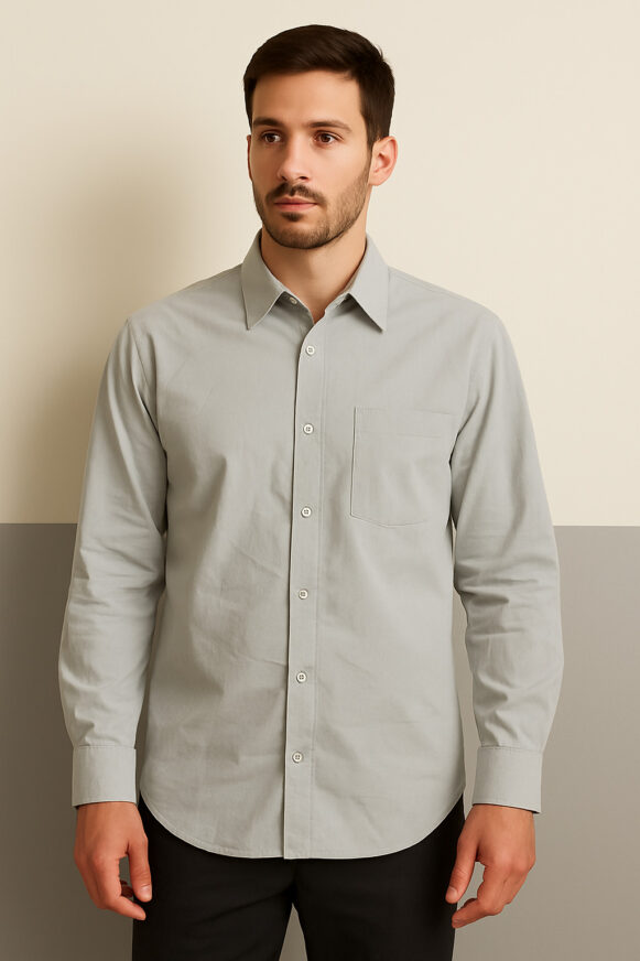 Light Grey Cotton Blend Full Sleeve Shirt