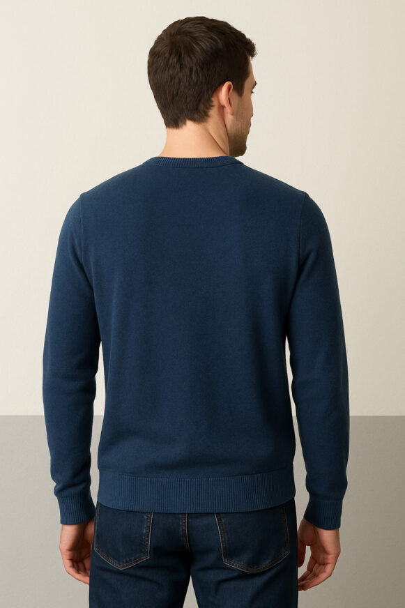 Chevron Navy Knit Pullover T-Shirt - Image 4