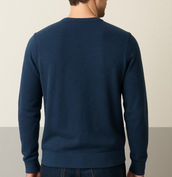 Chevron Navy Knit Pullover T-Shirt - Image 3