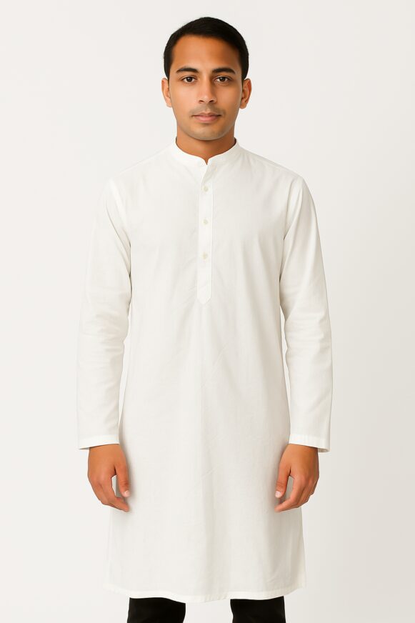 Classic White Cotton Kurta for Men