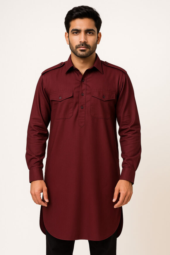 Maroon Pathani Kurta