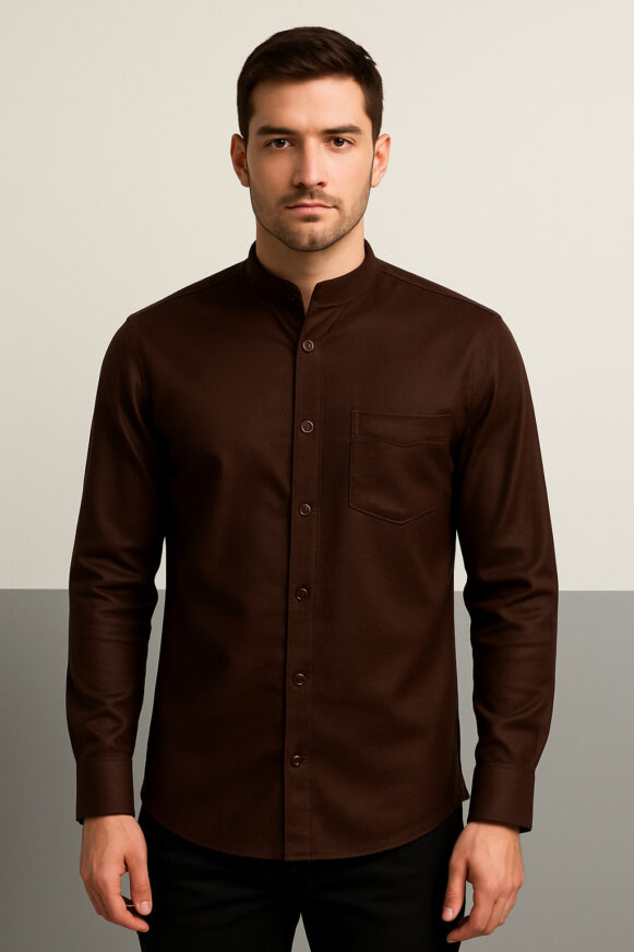Chocolate Brown Mandarin Shirt