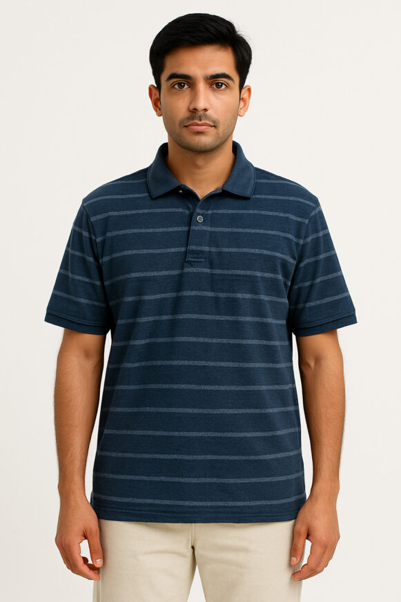 Striped Navy Polo T-Shirt - Costumepeti