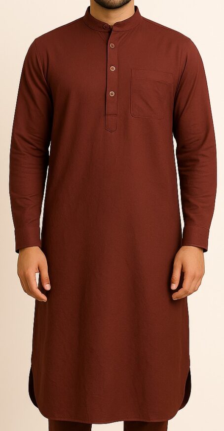 Maroon Kurta with Pocket For Men - Image 4