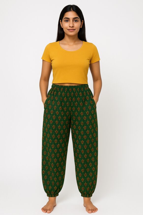 Green Printed Joggers