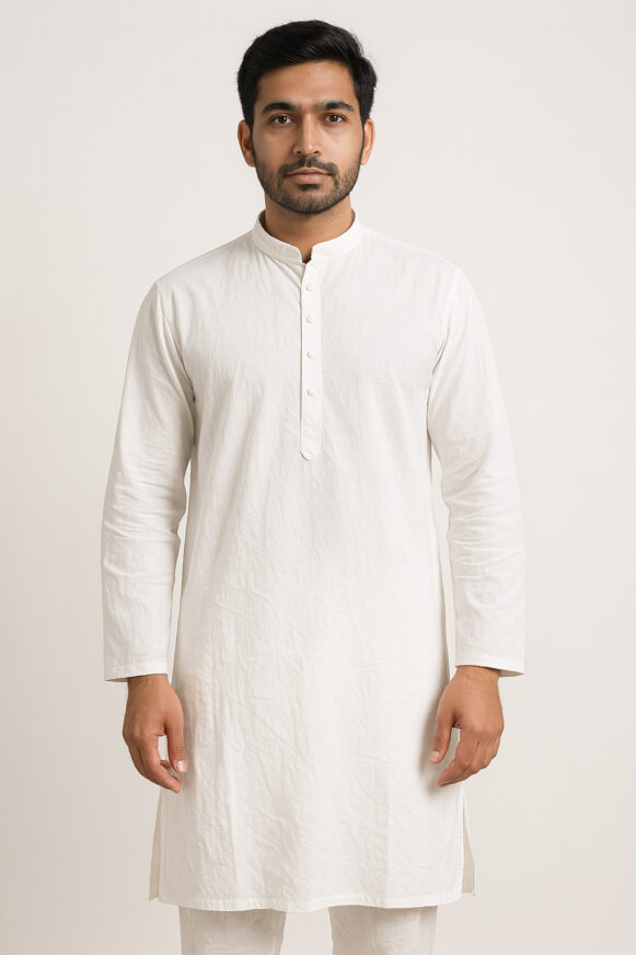 White Cotton Kurta – Men’s