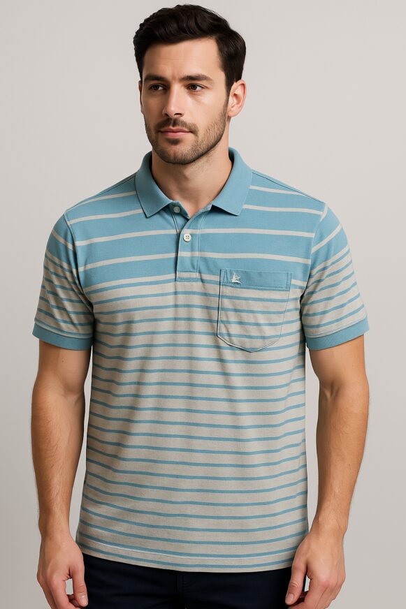 Striped Sky Blue Polo T-Shirt