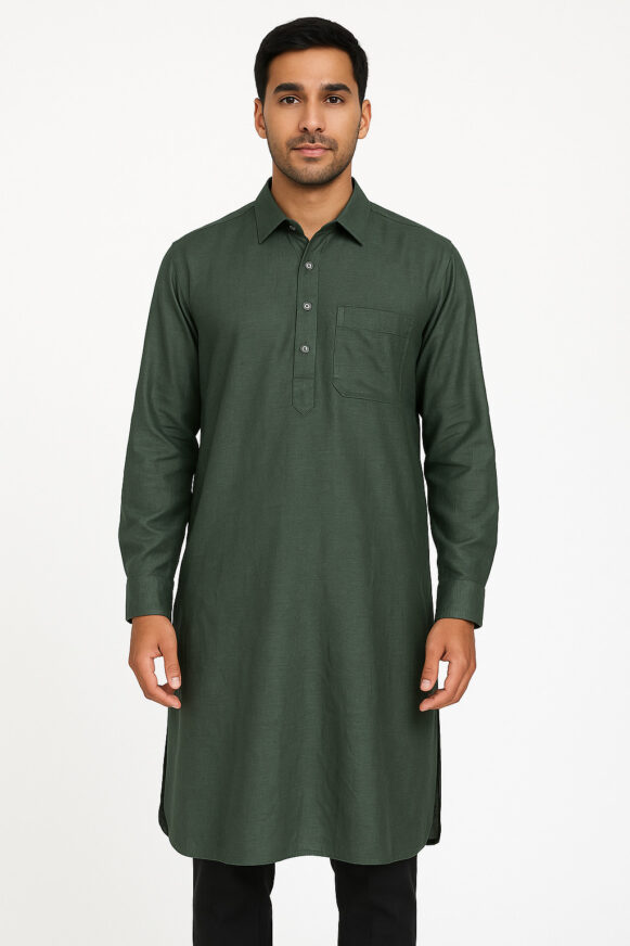 Deep Olive Cotton Kurta