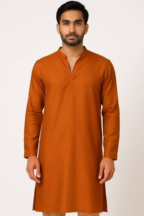 Burnt Orange Cotton Kurta