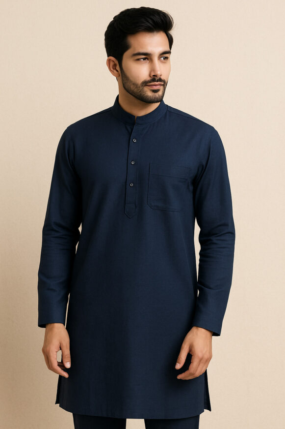Classic Navy Blue Cotton Kurta