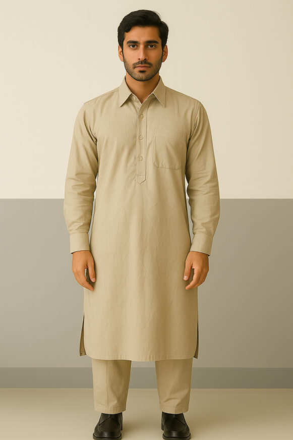 Beige Kurta Pajama Set